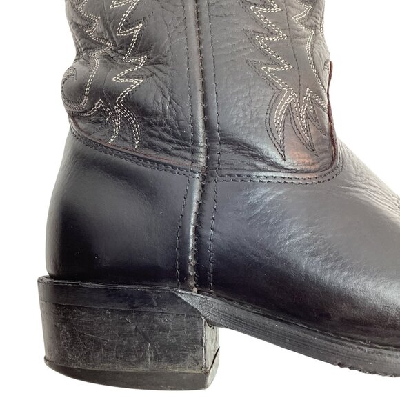 Double-H Mens 9D Work Western Leather Cowboy Boots 3267 Black Vintage - Picture 7 of 16